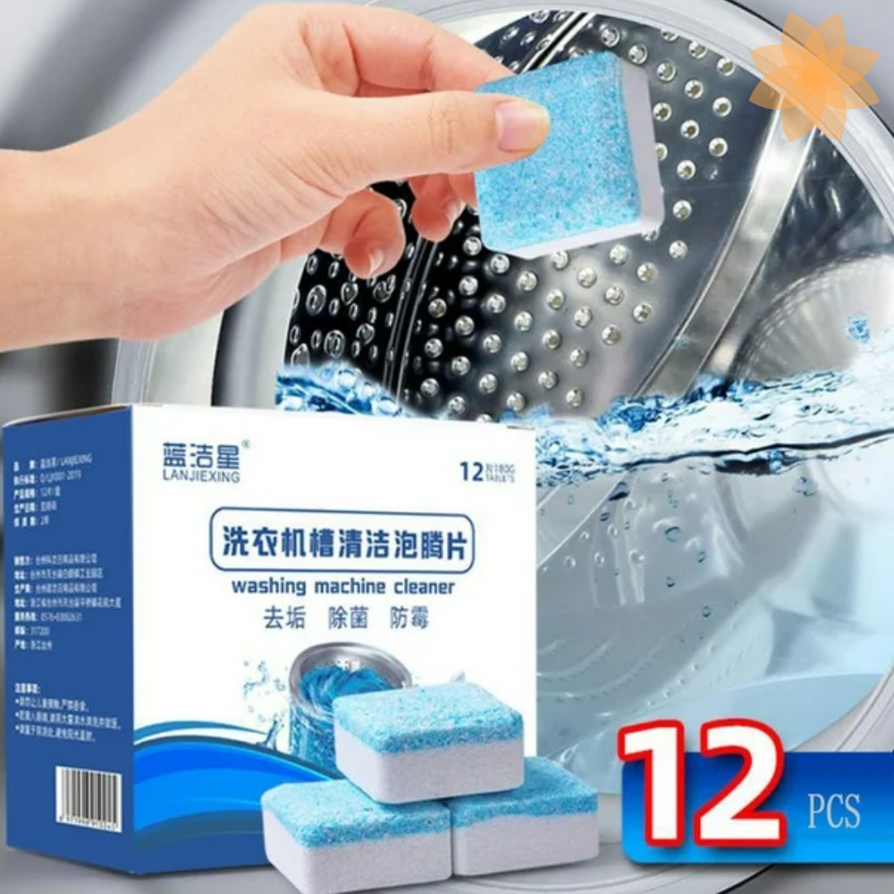 12 Pastillas Limpieza Lavadora Efervescente
